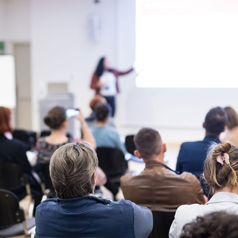 Woman giving presentation
